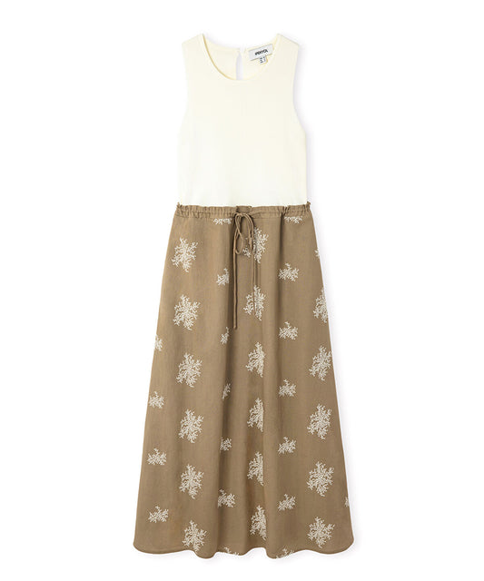 Color-Block Embroidered Dress