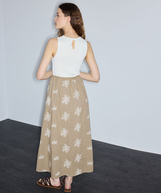 Color-Block Embroidered Dress