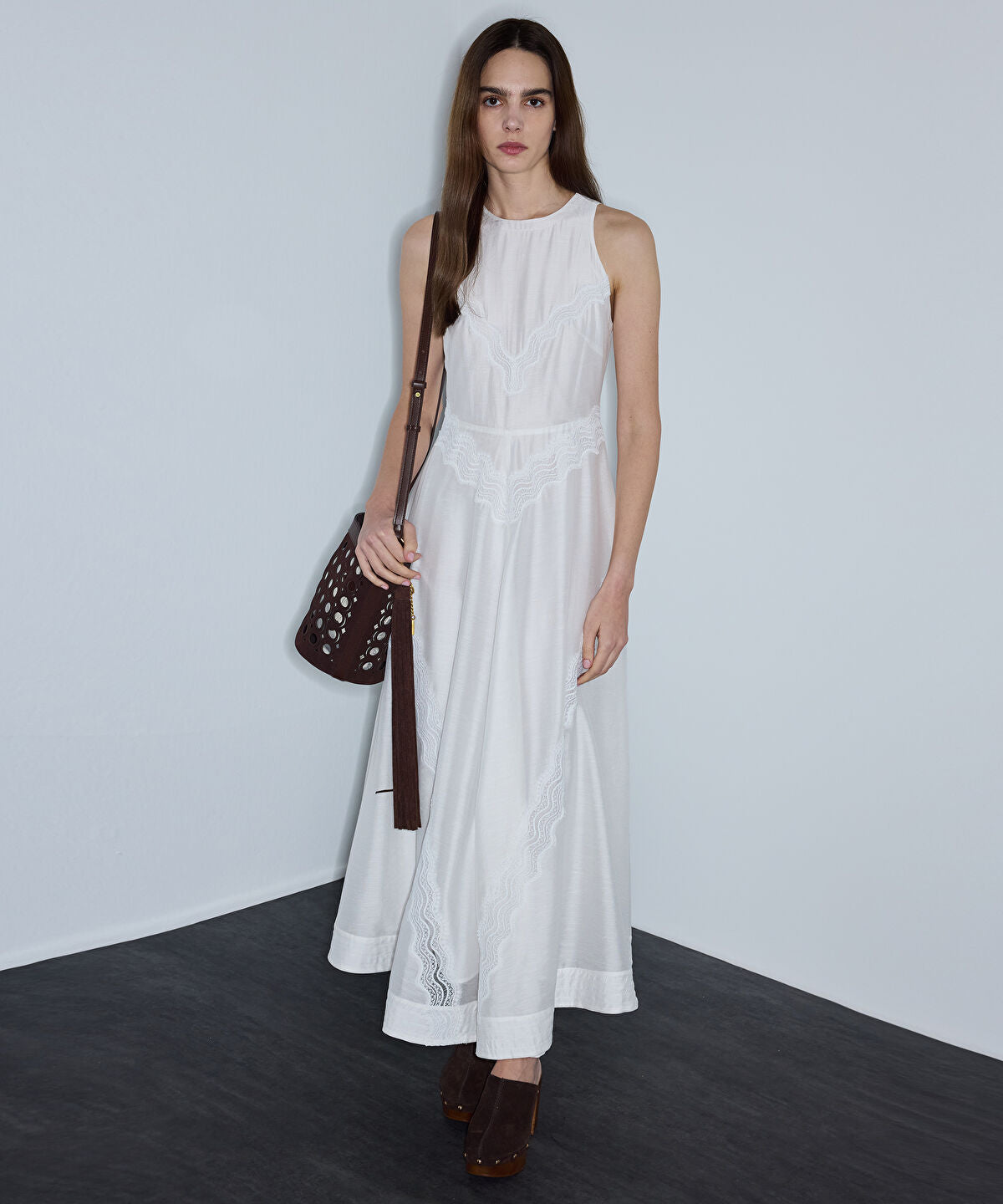 Zoomed Lace-Trimmed Dress