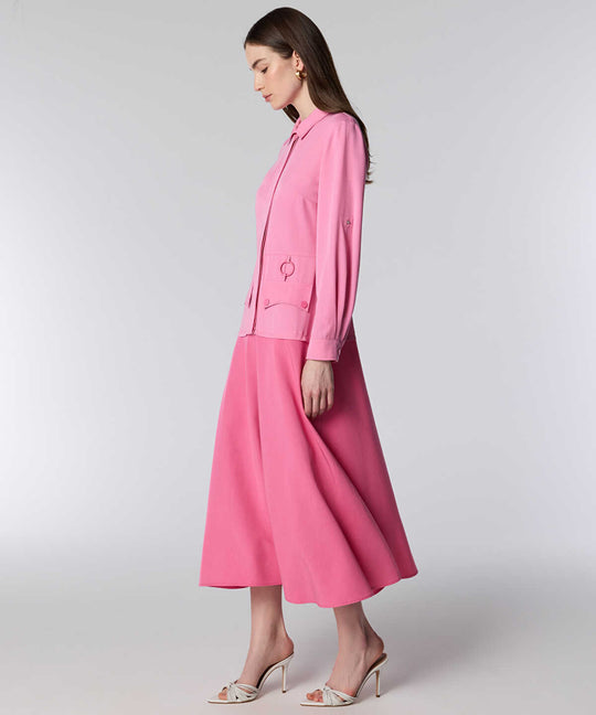 Ring-Detail Color-Block Midi Dress