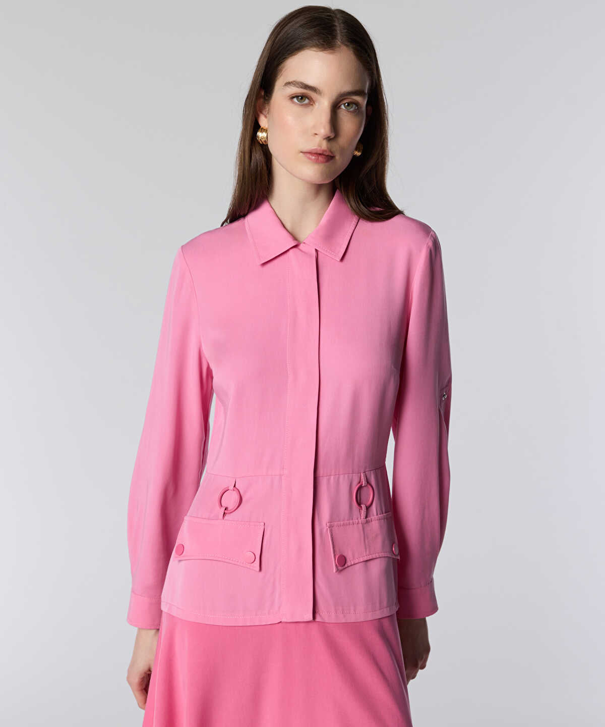Ring-Detail Color-Block Midi Dress