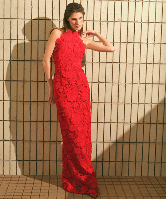 Guipure Dress with Floral Applique