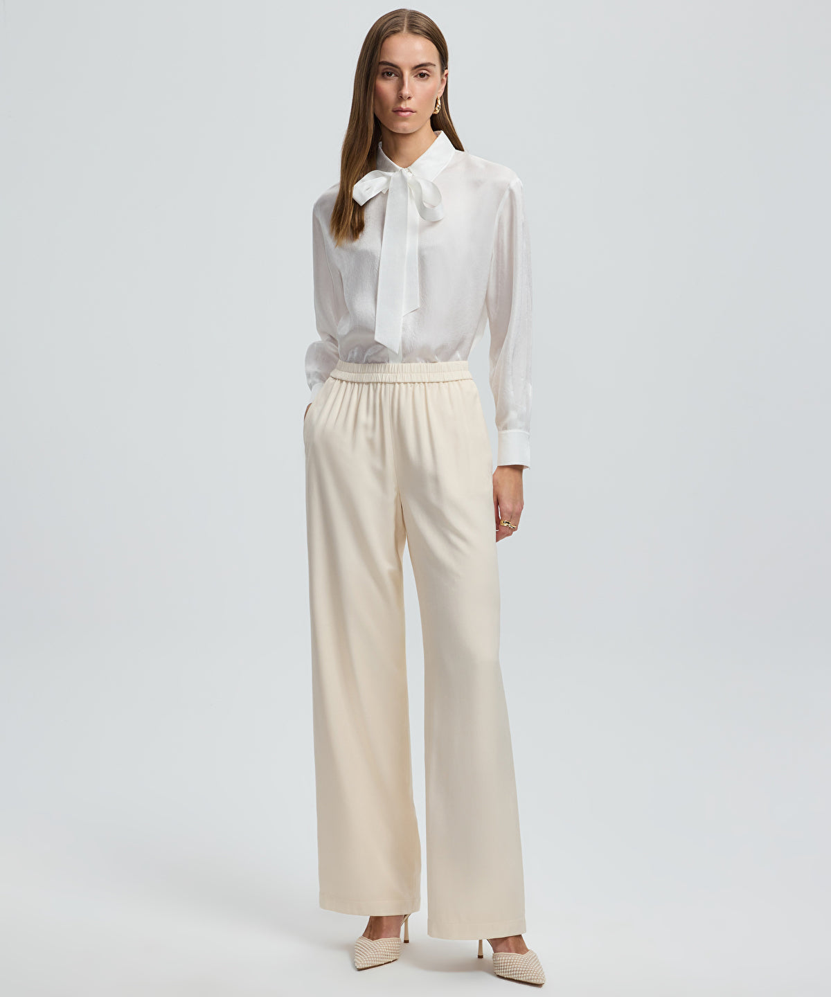 Zoomed Wide-Leg Elastic Waist Trousers