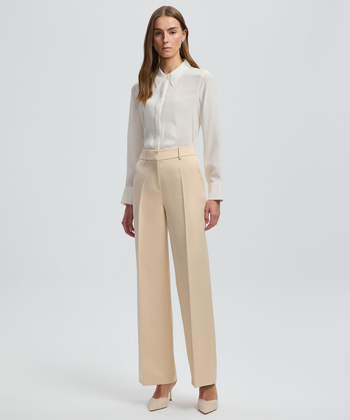 Pressed Crease Wide-Leg Trousers