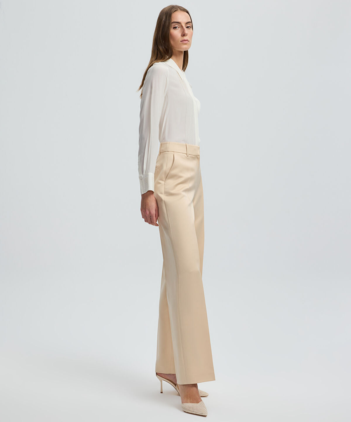 Zoomed Pressed Crease Wide-Leg Trousers