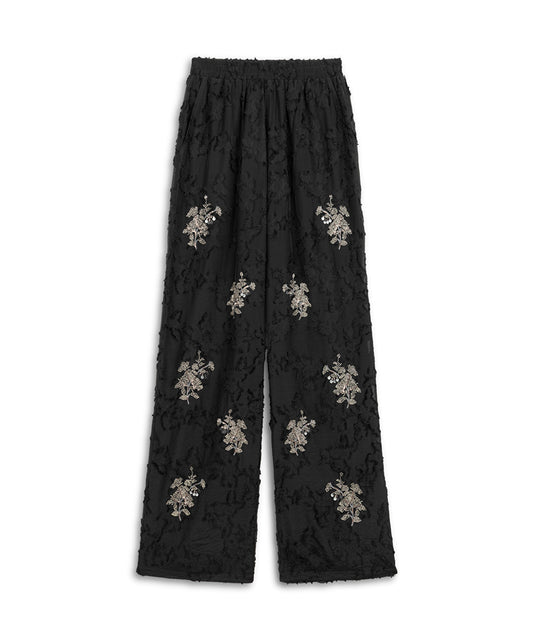 Embellished Wide-Leg Trousers