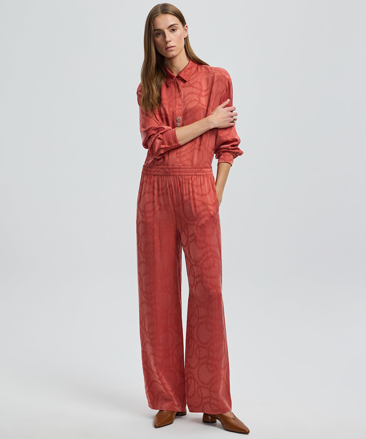 Zoomed Printed Wide-Leg Trousers