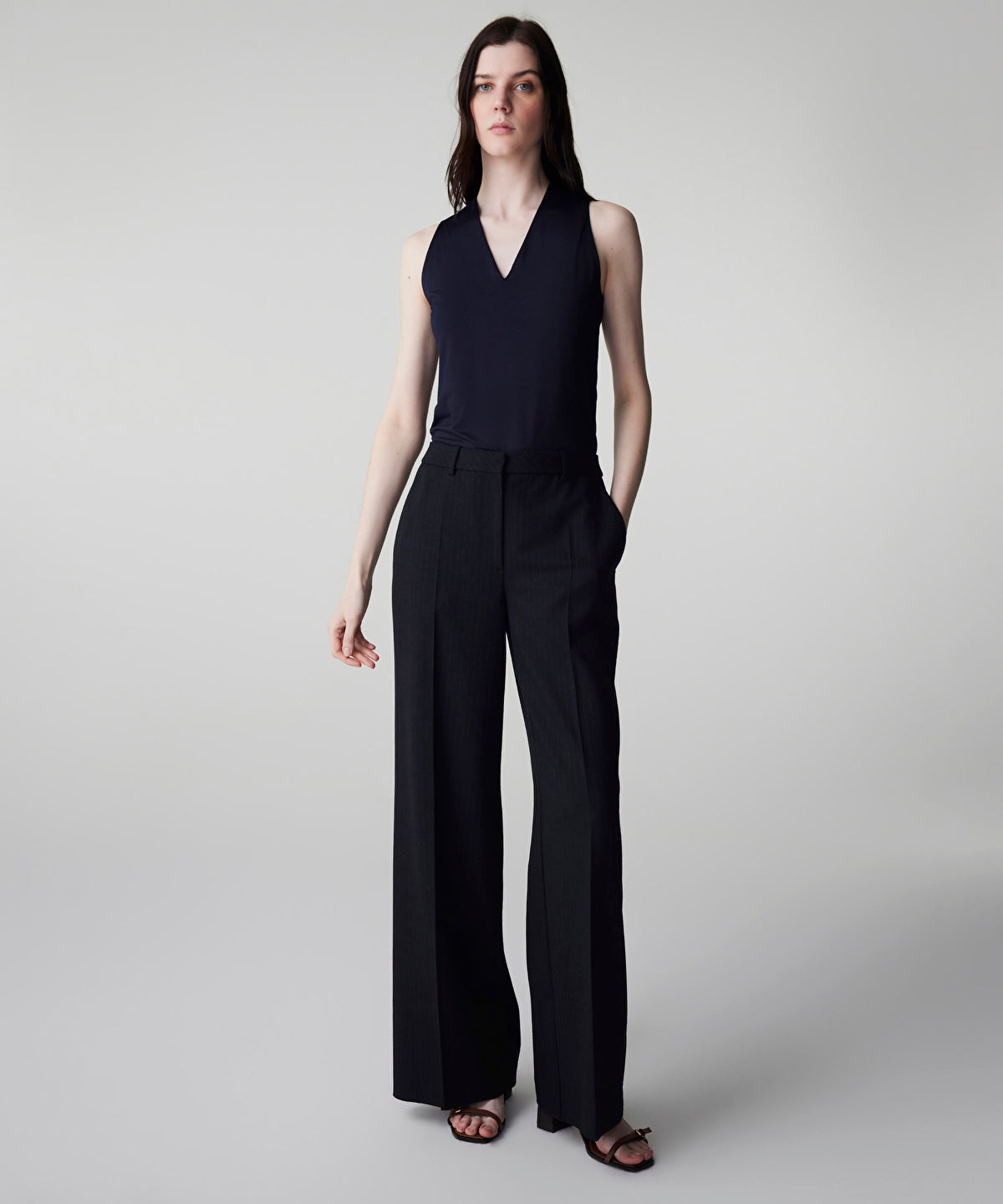 Zoomed Striped Wide-Leg Trousers