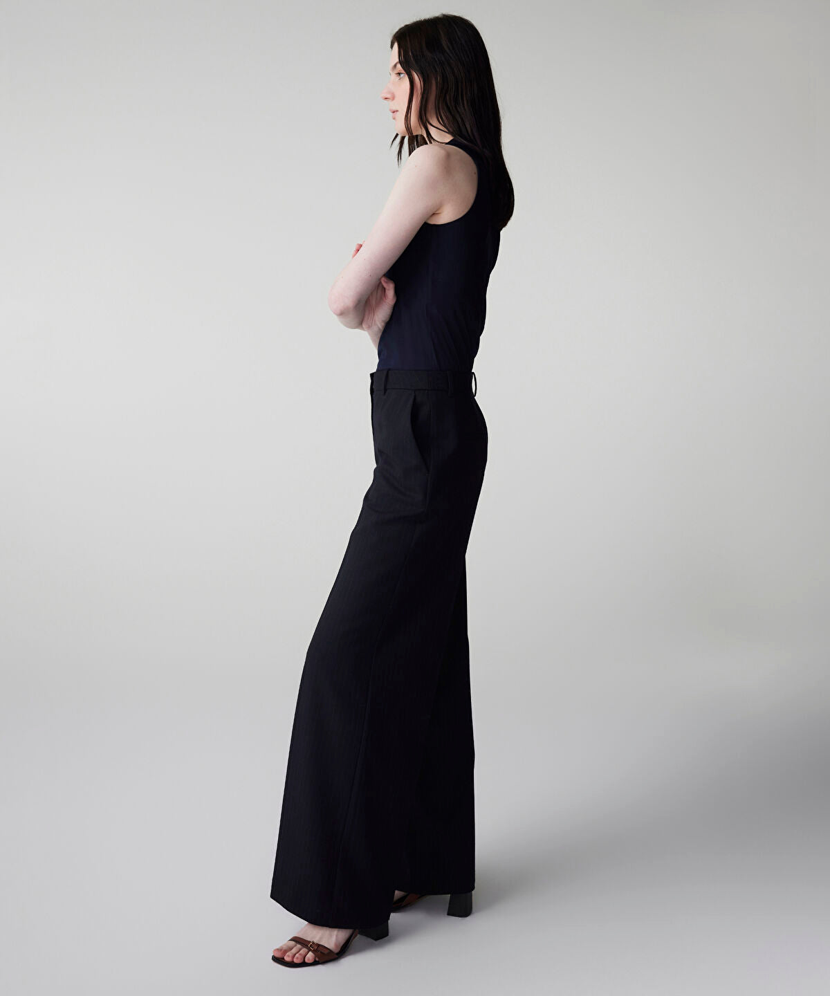 Zoomed Striped Wide-Leg Trousers
