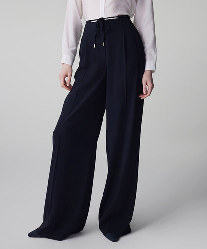 Tie Waist Wide-Leg Trousers