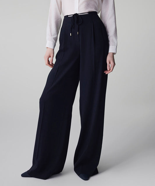 Tie Waist Wide-Leg Trousers