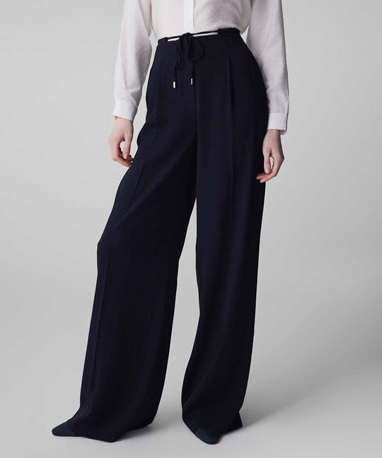 Tie Waist Wide-Leg Trousers