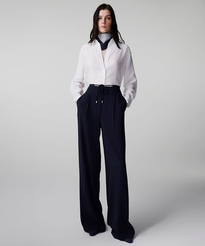Tie Waist Wide-Leg Trousers