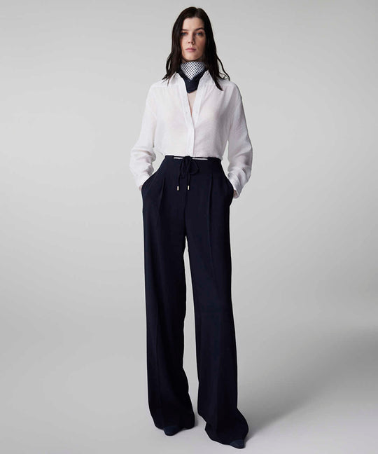 Tie Waist Wide-Leg Trousers