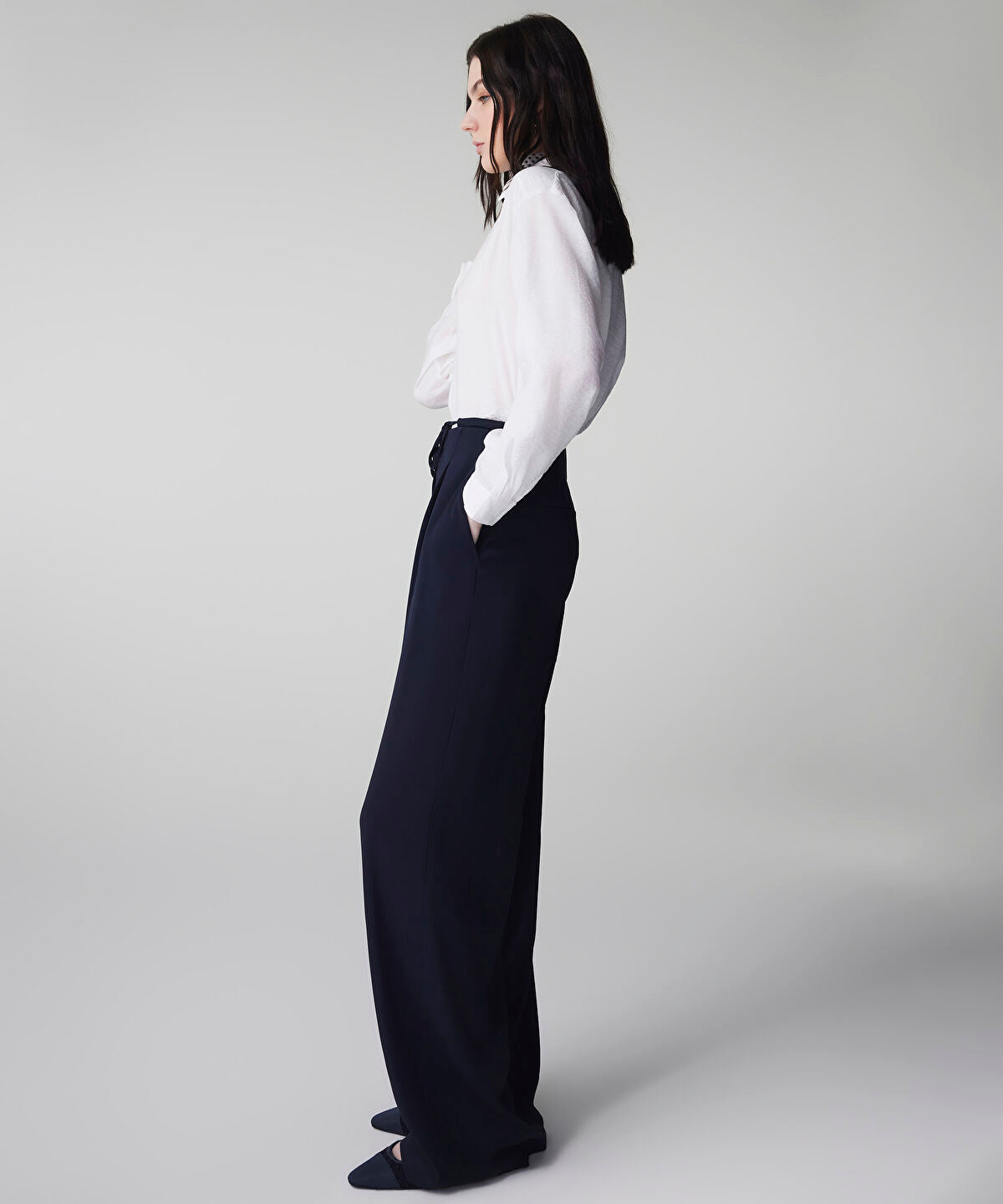Tie Waist Wide-Leg Trousers