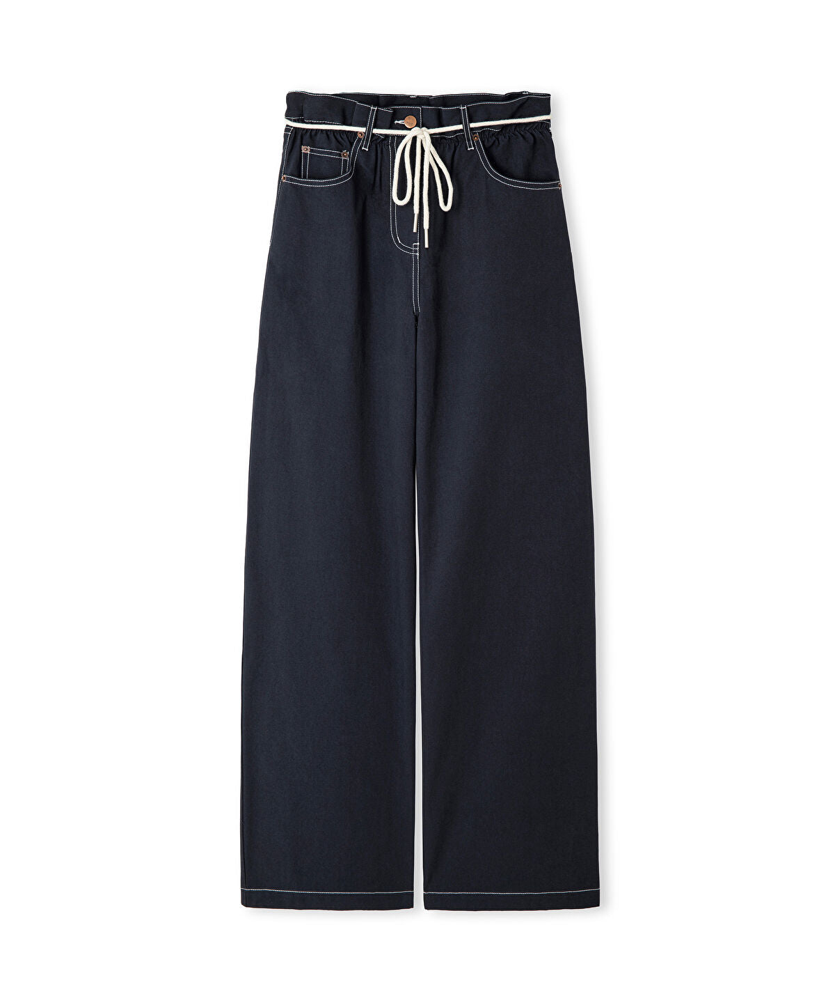 Wide-Leg Trousers with Rope Belt