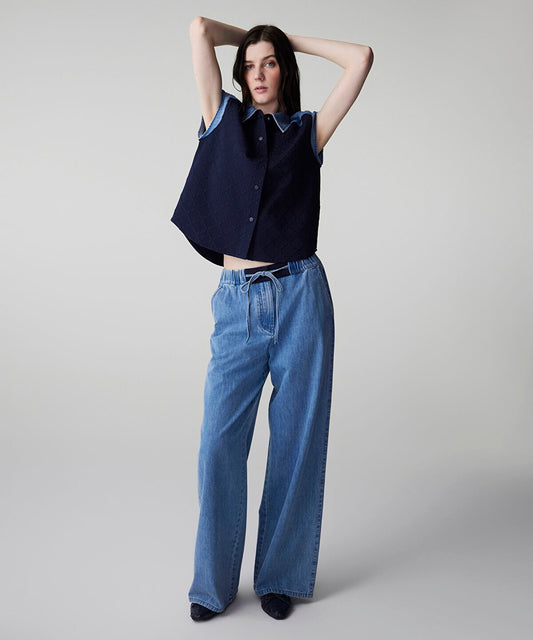 Contrast Waistband Jeans