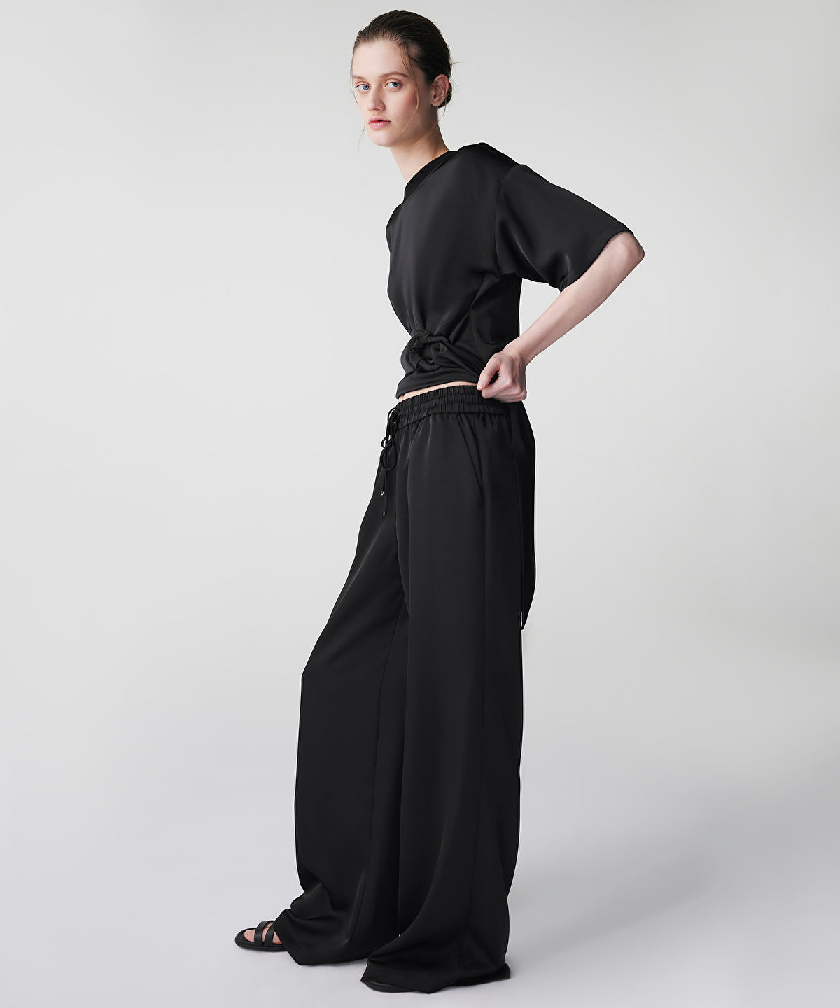 Zoomed Satin Wide Leg Trousers 