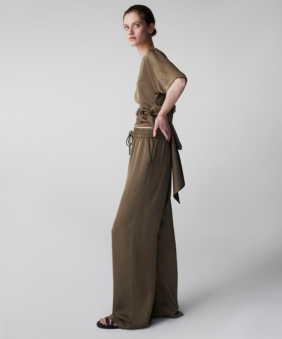 Satin Wide Leg Trousers 