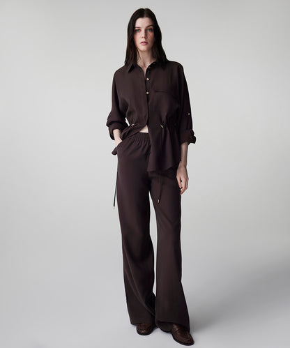 Elastic Waist Wide Leg Trousers