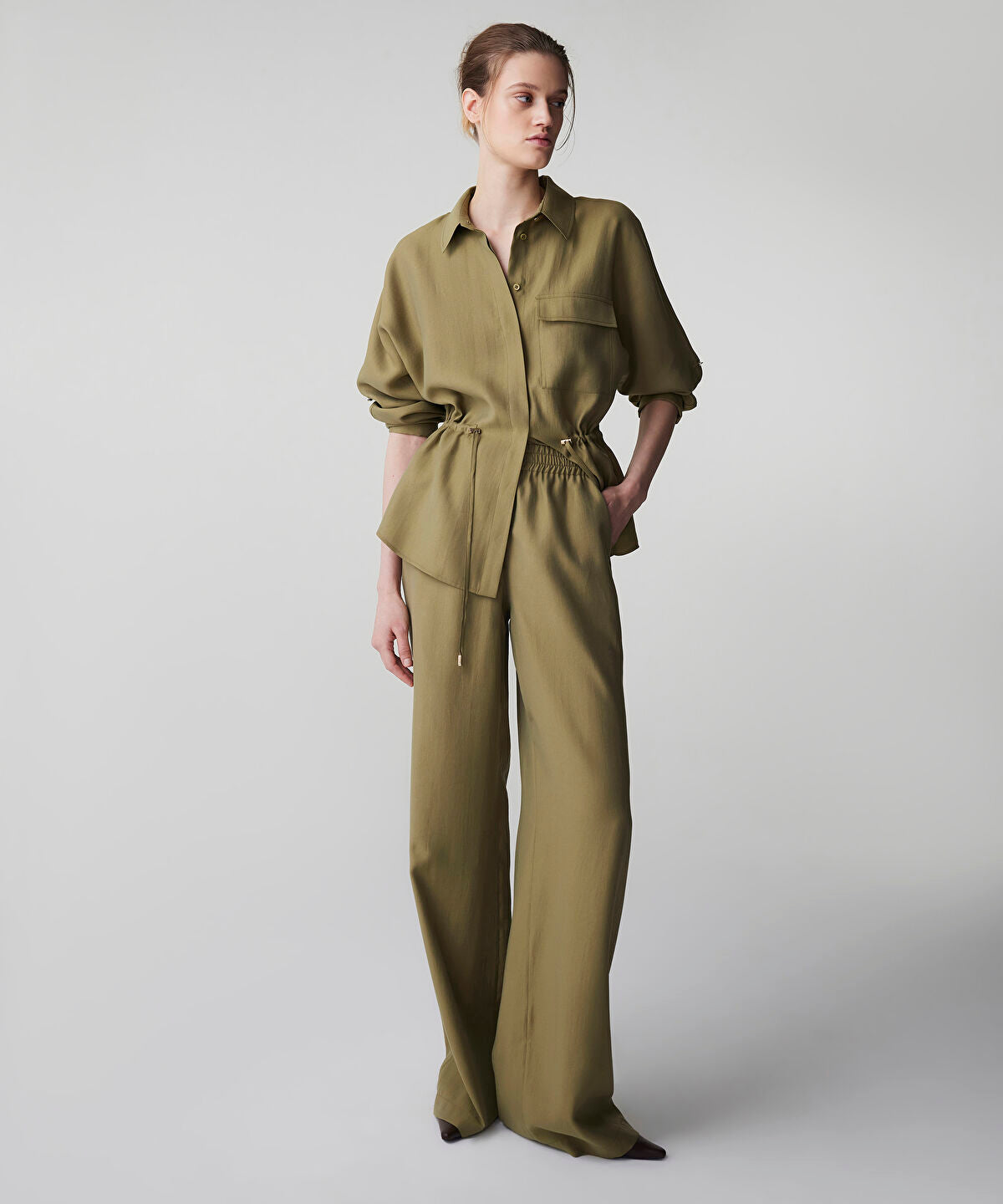 Elastic Waist Wide Leg Trousers