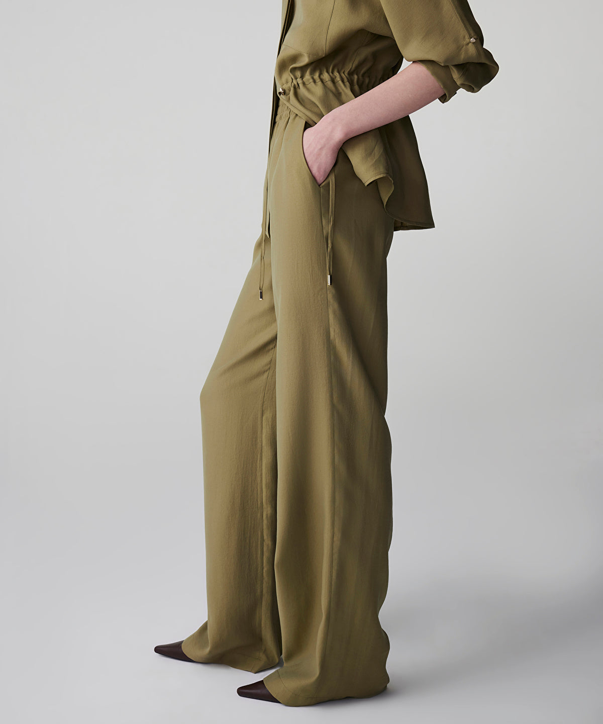 Elastic Waist Wide Leg Trousers