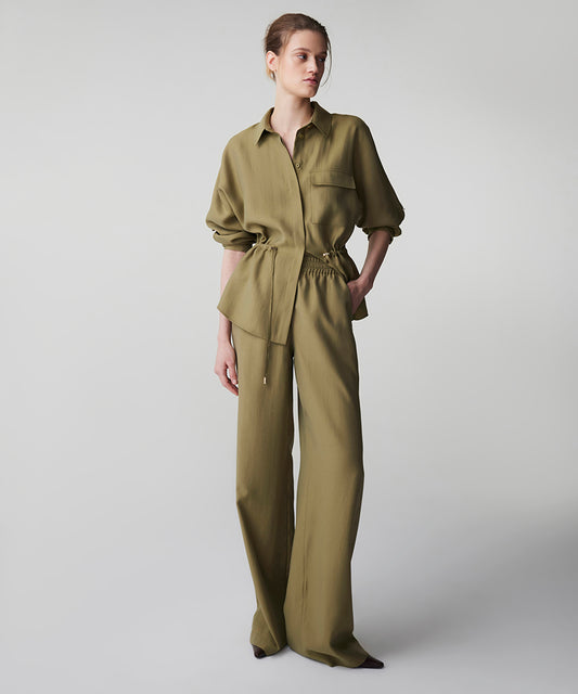 Elastic Waist Wide Leg Trousers