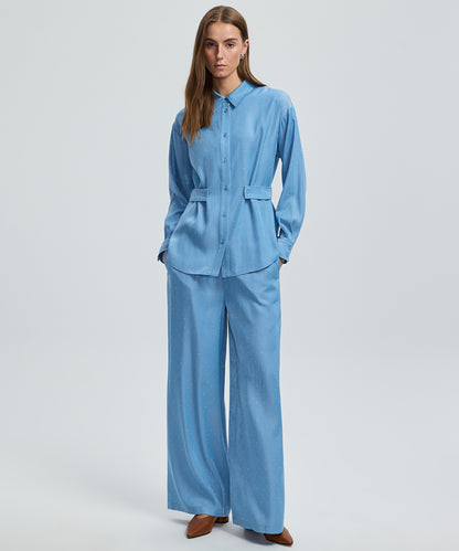 Rhinestone Embellished Wide-Leg Trousers