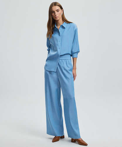 Rhinestone Embellished Wide-Leg Trousers