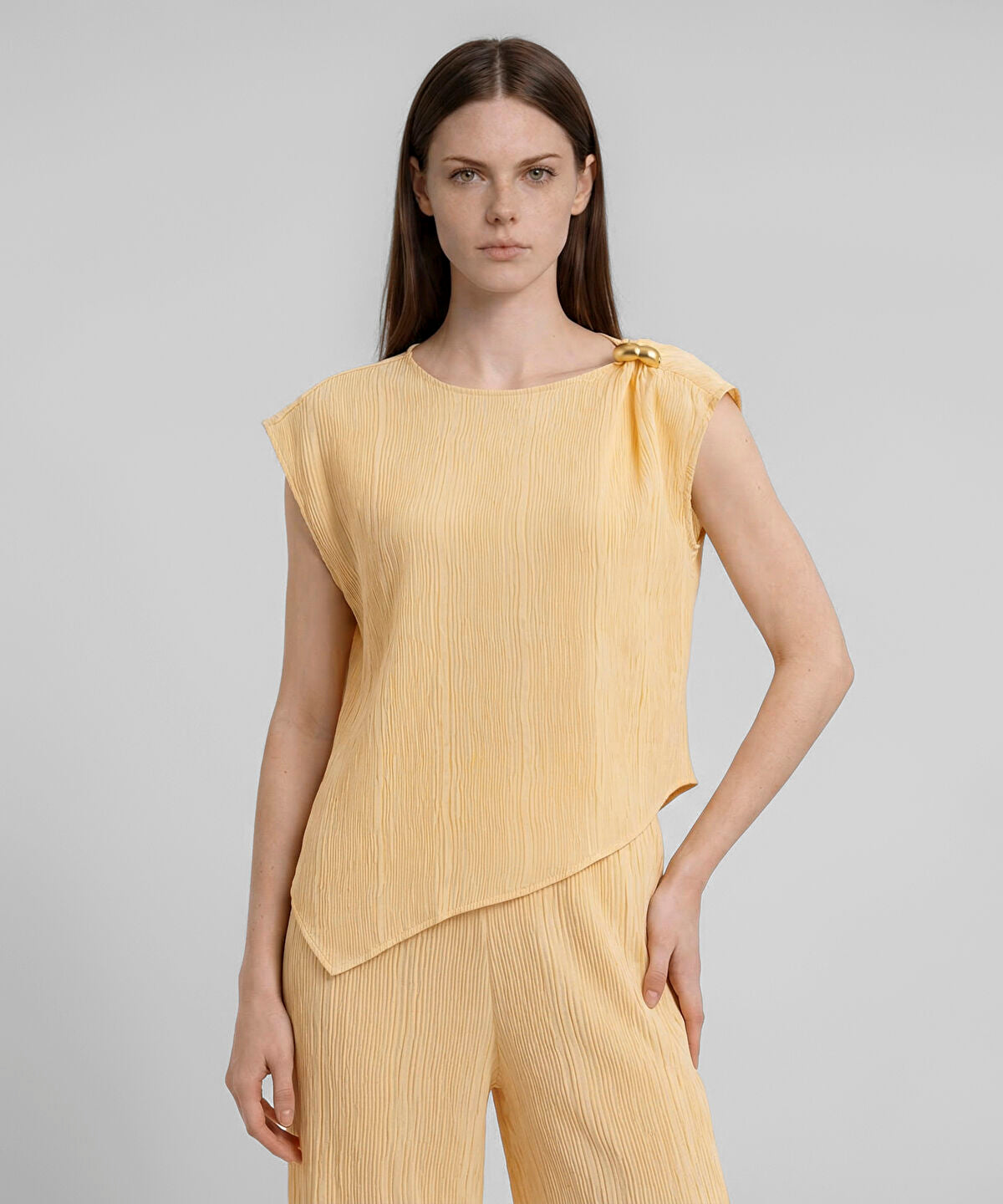 Crinkle-Effect Wide-Leg Trousers