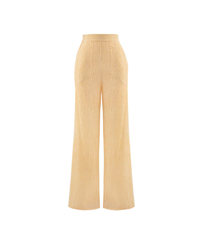 Crinkle-Effect Wide-Leg Trousers
