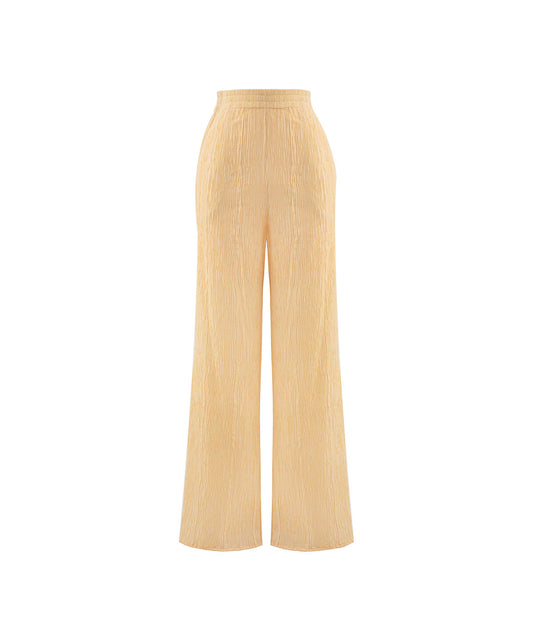 Crinkle-Effect Wide-Leg Trousers