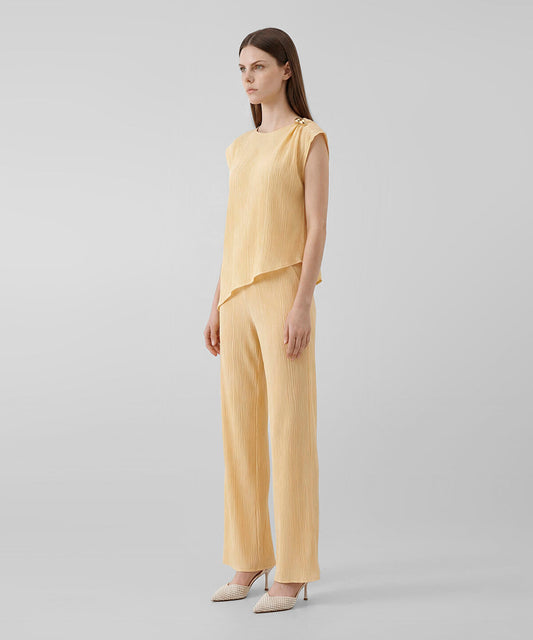 Crinkle-Effect Wide-Leg Trousers