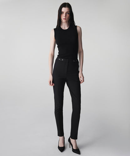 Skinny Trousers with Metal Accents 