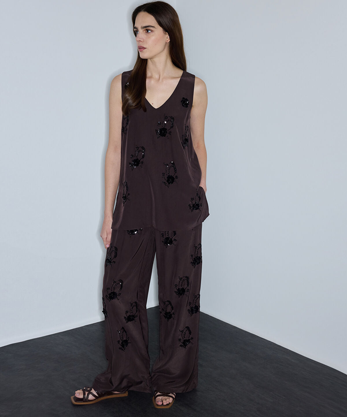 Embellished Viscose Trousers