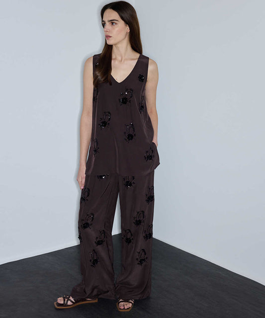 Embellished Viscose Trousers