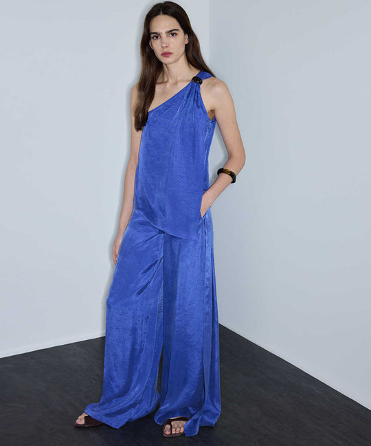 Side-Slit Wide-Leg Trousers