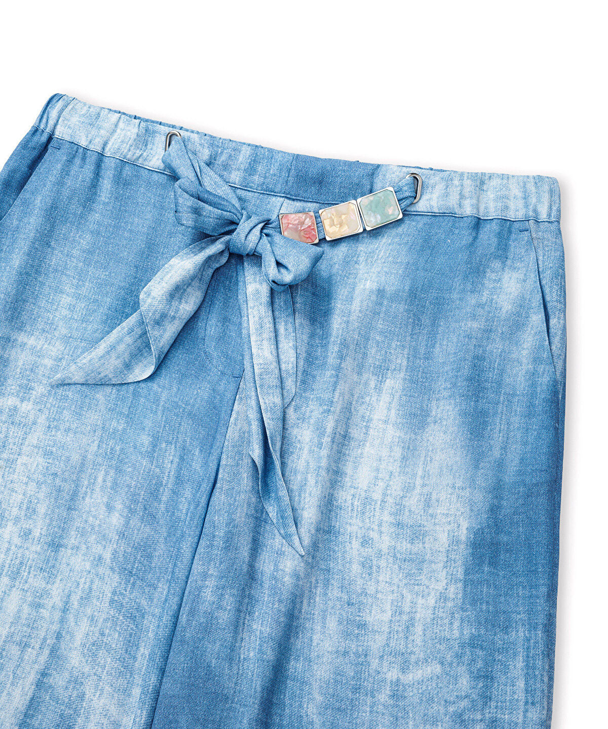 Zoomed Denim-Print Viscose Trousers