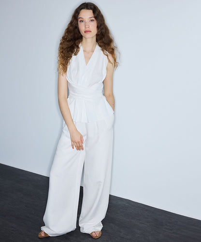 Double-Pleated  Wide-Leg Trousers