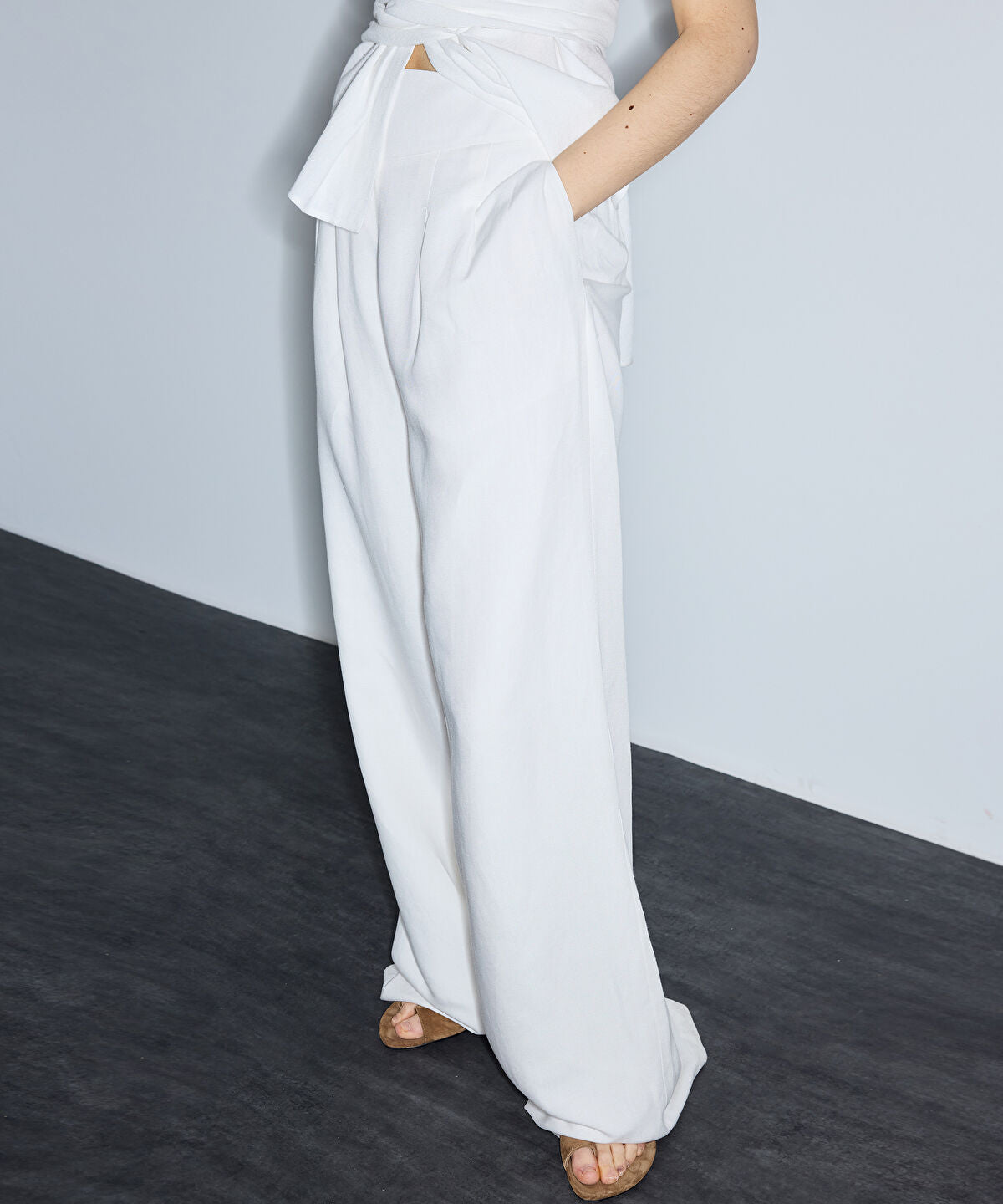 Double-Pleated  Wide-Leg Trousers