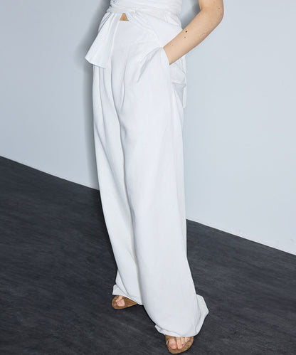 Double-Pleated  Wide-Leg Trousers