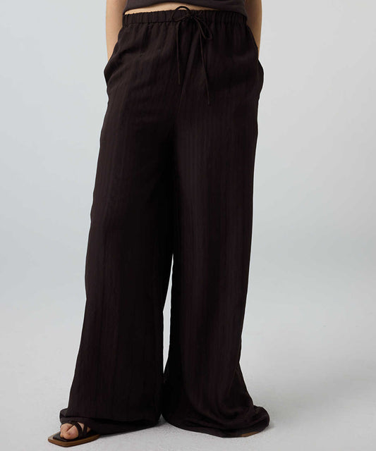 Self-Stripe Wide-Leg Trousers