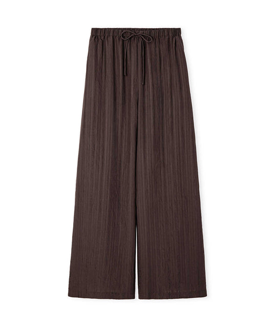 Self-Stripe Wide-Leg Trousers