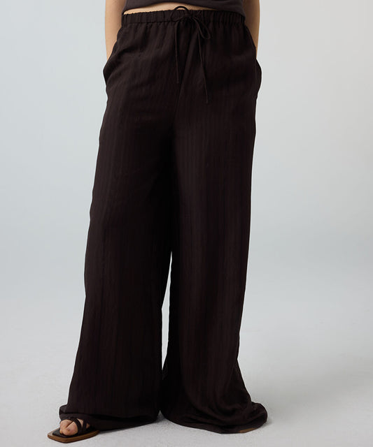 Self-Stripe Wide-Leg Trousers