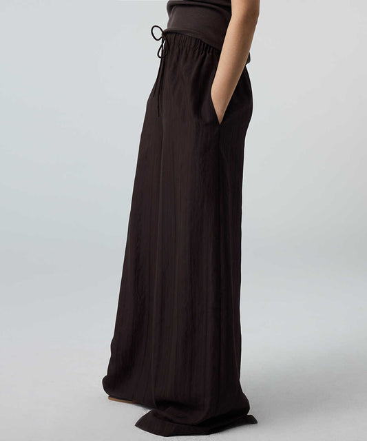 Self-Stripe Wide-Leg Trousers