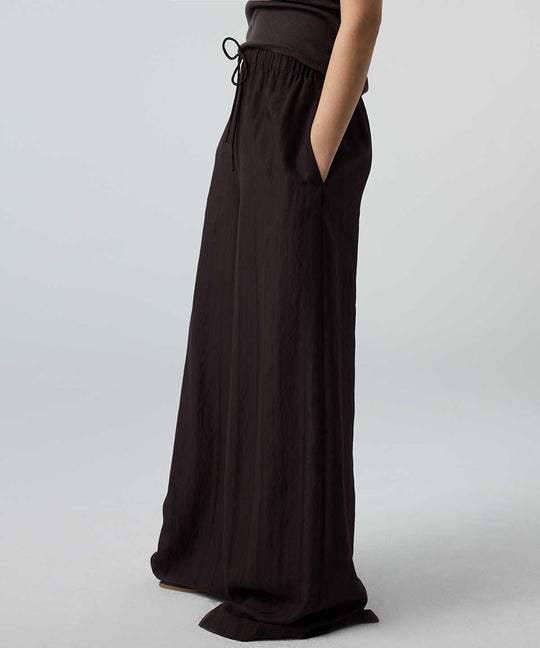 Self-Stripe Wide-Leg Trousers