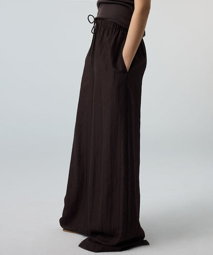 Self-Stripe Wide-Leg Trousers