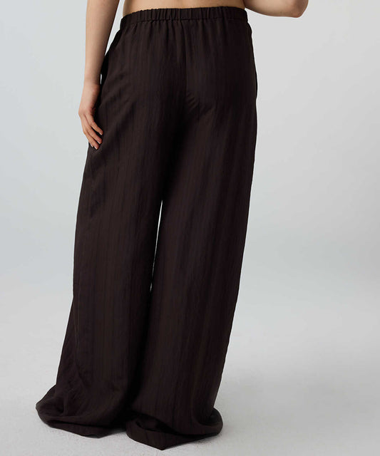 Self-Stripe Wide-Leg Trousers