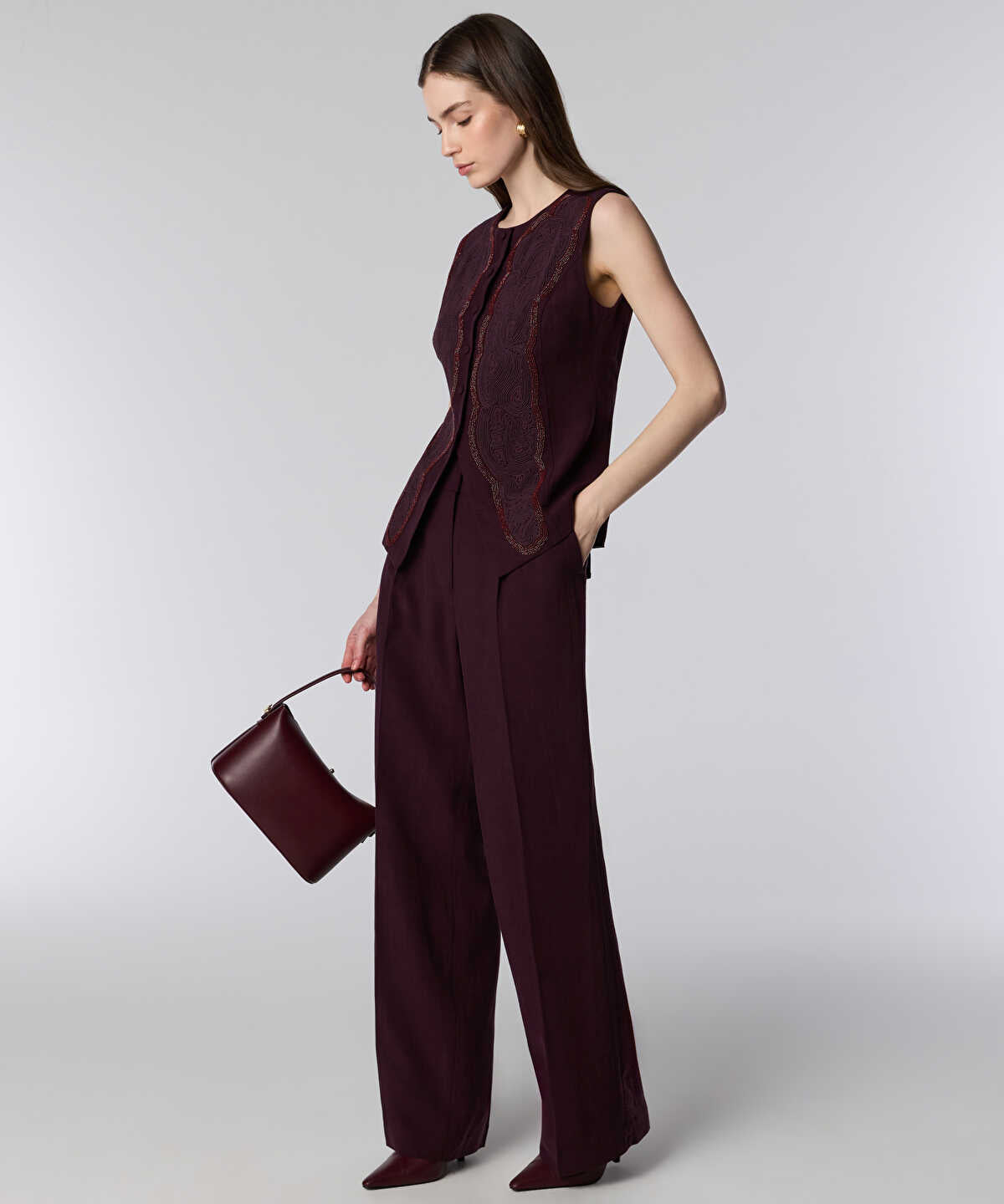 Pressed Crease Wide-Leg Trousers