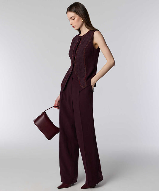 Pressed Crease Wide-Leg Trousers